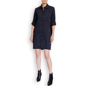 Finley Textured Striped Shirt Dress Long Sleeve Midi Classic Day Dress Medium